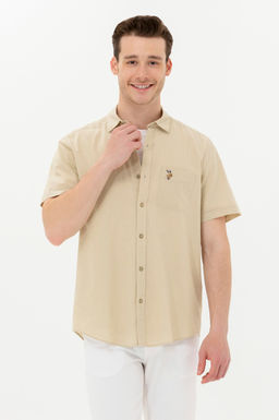 Мужская рубашка цвета хаки с коротким рукавом - U.s. polo assn фото 15