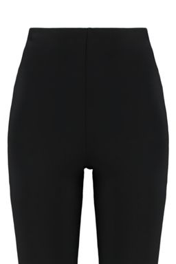 Siyah Yanlar? Y?rtmacl? Flare/Ispanyol Paca Yuksek Bel Orme Pantolon TWOSS23PL00134