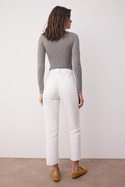 Ekru Yuksek Bel Straight Boru Paca Duz Kesim Jeans TWOAW26JE00183 - Trendyolmilla фото 4