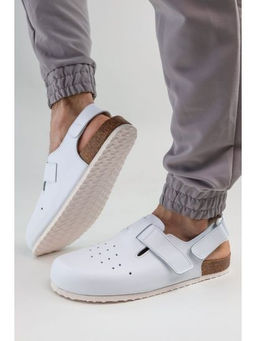 12 | Brankos Мужские медицинские сабо кожаные (белый перфорация) - Milka shoes&more фото 10