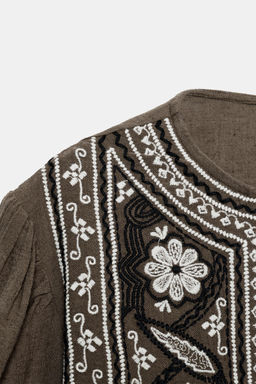 EMBROIDERED BIB BLOUSE - Zara фото 8