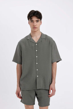 Рубашка с короткими рукавами и воротником-поло Relax Fit - Defacto фото 3