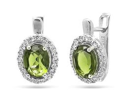 Серьги из серебра оливковая шпинель, Элиса