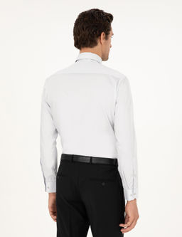 Светло-серая классическая рубашка приталенного кроя с итальянским воротником - Cacharel фото 5