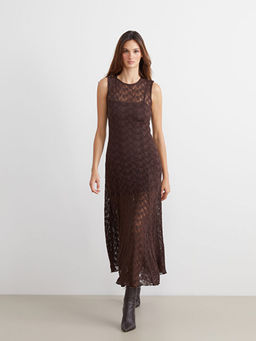 Bisiklet Yaka Dantelli Elbise