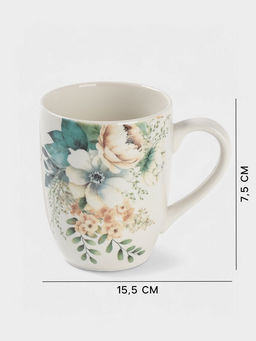 Кружка Доляна Цветы, 330 мл, фарфор, белая
