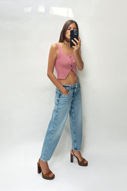 Z1975 STRAIGHT-LEG CROPPED MID-RISE JEANS - Zara фото 2