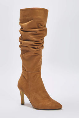 Camel Koruklu Suet Sivri Burun Ince Topuklu Kad?n Cizme TAKAW26CZ00015 - Trendyolmilla фото 2