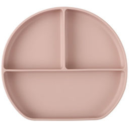 Тарелка детская 3 секции на присоске, M&B, 20.5×19×3, силикон, пыльная роза