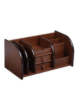 Органайзер 7 секций, 2 выдвижных ящика, серия Орех с кантом темным, 16×30×15 см