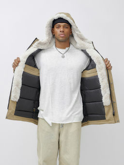 Парка мужская зимняя удлиненная с мехом хаки цвета 8751G - Mtforce фото 14