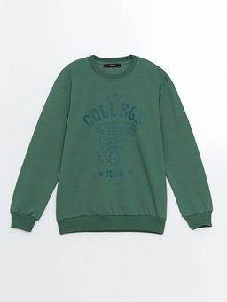 Bisiklet Yaka Uzun Kollu Bask?l? Erkek ?ocuk Sweatshirt