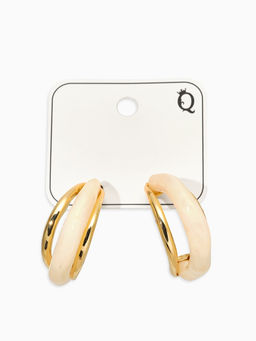 Серьги большие «Стиль. Полукольцо», акрил, белые в золоте