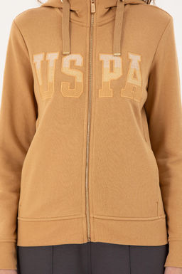 Женская базовая толстовка с капюшоном цвета Camel Неожиданная скидка в корзине - U.s. polo assn фото 6