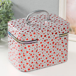 Набор шкатулок для украшений Сердца на белом, 3 шт., с зеркалом, искусственная кожа, 13?21?14.5; 10?19?12; 21?15.5?17 см