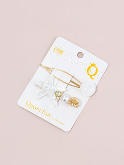 Цена за 3 шт. Набор для волос QF «Морская звезда», 1 зажим, 1 невидимка, 7 см, белый