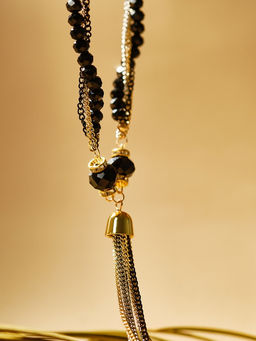 Набор 2 предмета: серьги, бусы Унисон накрученность, цвет золото в чёрном, 60 см