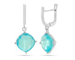 Серьги из серебра турмалин лазурный выращ., Лаграндж