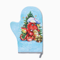 Варежка-прихватка Дракоша 20х28 см, 35% хл, 65% пэ, ватин 250 г/м2 - Доляна фото 2