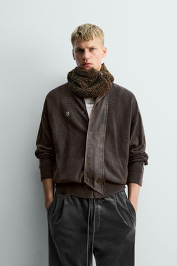 WASHED KNITTED CARDIGAN WITH STRIPES X SR_A - Zara фото 2