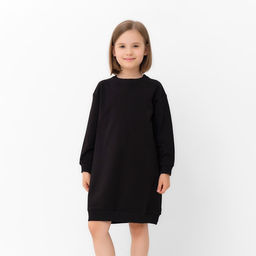 Платье для девочки чёрное прямое MINAKU: Casual Collection, рост 128 см