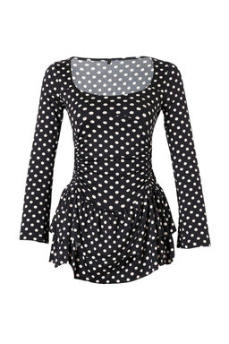 _ok Renkli Puantiyeli Skater/Belden A__lan Havuz Yaka _ortlu Mini _rme Elbise TWOAW27EL00056