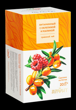 Травяной чай "Витаминный с облепихой и малиной", 40 г (20 ф/п по 2 г) Алфит 7670