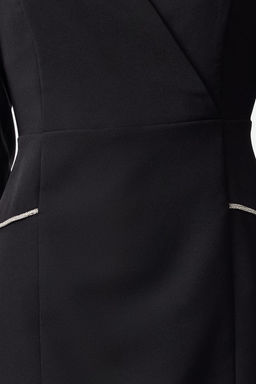 Trendyolmilla Siyah Fitted/Vucuda Oturan Tas Serit Detayl? Mini Dokuma Elbise TWOAW25EL00184  фото 4