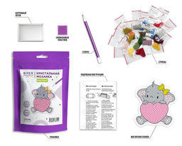 Кристальная (алмазная) мозаика ФРЕЯ ALVM-077 магнит Слоник 7.5 х 8 см