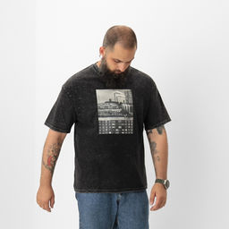 Футболка мужская MIST «Город» из вареного хлопка, черный, р-р XL