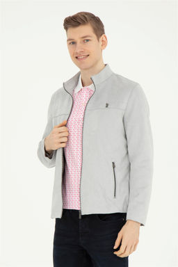 Мужская серая кожаная куртка