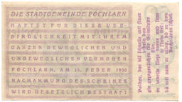 Банкнота 50 геллеров 1920 года Австрия  Пёхларн (нотгельд)