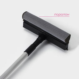 Окномойка с телескопической алюминиевой ручкой и сгоном Доляна, 20860(97) см, рабочая поверхность 20 см, поролон  фото 13