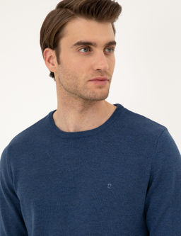 _ndigo Melanj Slim Fit Bisiklet Yaka Basic Triko Kazak - Pierre cardin фото 2