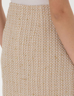 Bej A Kesim Dokuma Etek