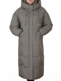 8883 GRAY/GREEN Пальто зимнее женское (150 гр. холлофайбер)