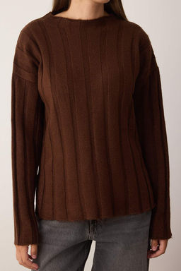 Antrasit Yumusak Dokulu Genis Kal?p Triko Kazak TWOAW26KZ00177 - Trendyolmilla фото 7