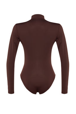 Kahverengi Buzgu Detayl? Dik Yaka C?tc?tl? Esnek Orme Body TWOAW24BD00014