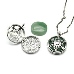 Кулон открывающийся Снежинка 25*25мм с авантюрином зеленым
