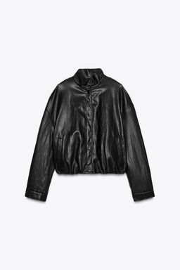 HIGH NECK FAUX LEATHER BOMBER JACKET - Zara фото 7