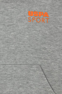 _ocuk Gri Melanj Kap__onlu Sweatshirt