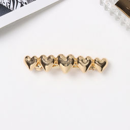 Заколка - автомат для волос «Пейдж», сердца, 7.5 см, золото