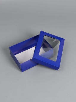 Цена за 5 шт. Коробка складная «Синяя», с окном, крышка-дно, 21×15×7 см