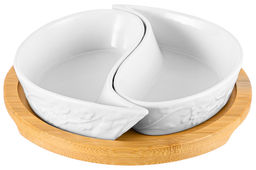 Тарелка под оливки 100 мл 15,5*15,5*3,5 см "Инь-Янь цветущая сакура" на деревянной подставке