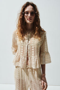 Blusa de encaje con ribetes de volante - H&m фото 4