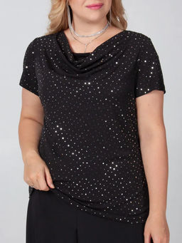 2706/8 блуза Из тонкого шелковистого трикотажа с пайетками цвета черный/серебро - Ckc collections фото 31