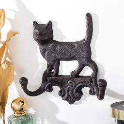Крючки настенные чугун «Домашний кот», ключница декоративная, 16×4×16 см