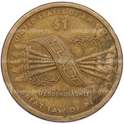Монета 1 доллар 2010 года (P) США Коренные американцы (Сакагавея)  Великий закон о мире (Стрелы)