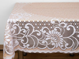 Скатерть декоративная Д235А 150 беж. с белым 2.45 м*1.55 м рис. Д235А