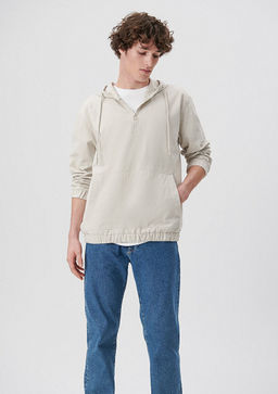 Kapusonlu Bej Sweatshirt